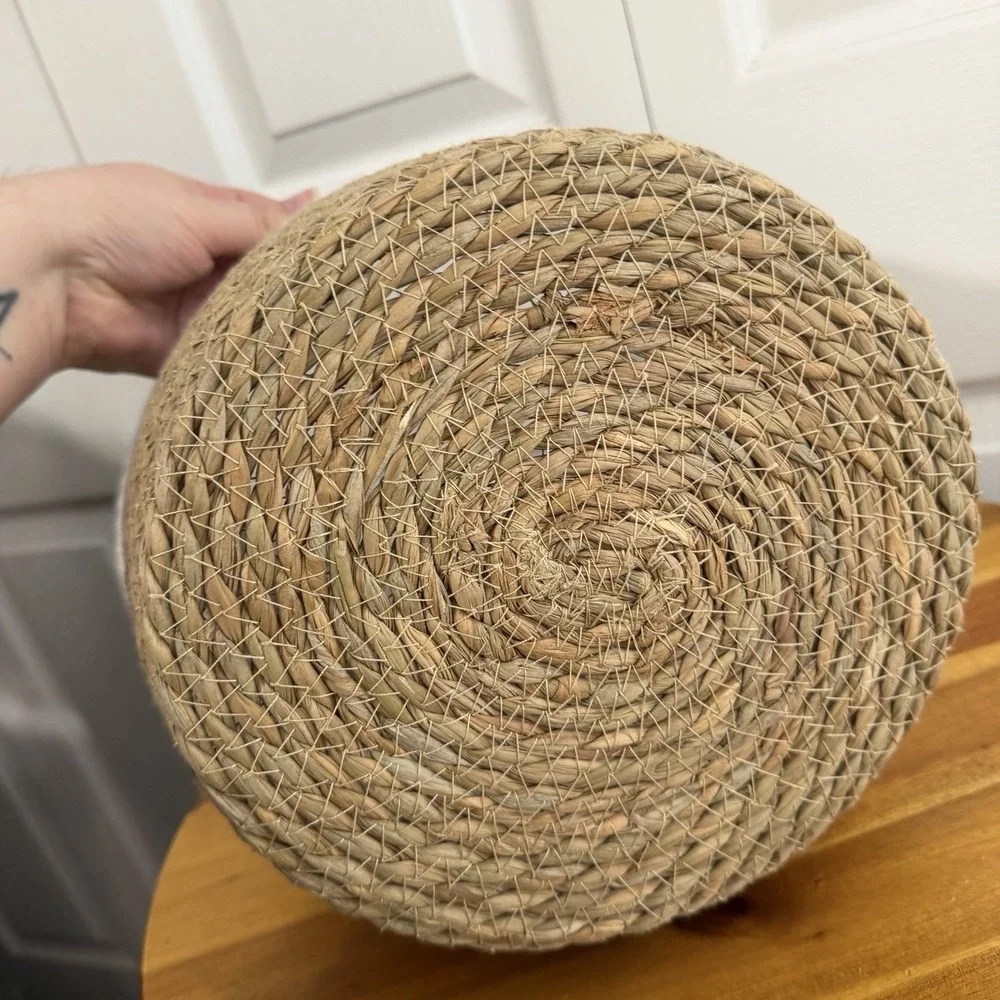 Rope White Natural Seagrass Coiled Storage Basket Utility Decor Any Room Western